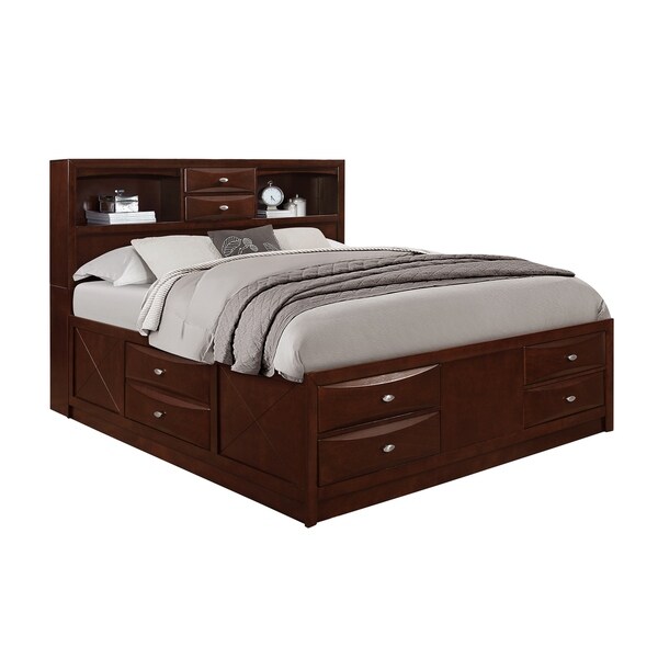 Linda Queen-size Merlot Storage Bed