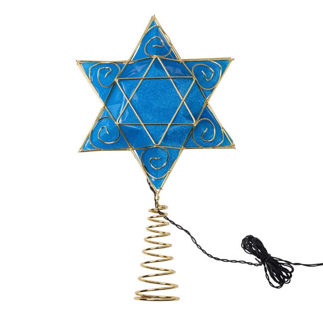 Kurt Adler Battery-Operated Hanukkah Tree Topper with LED Lights