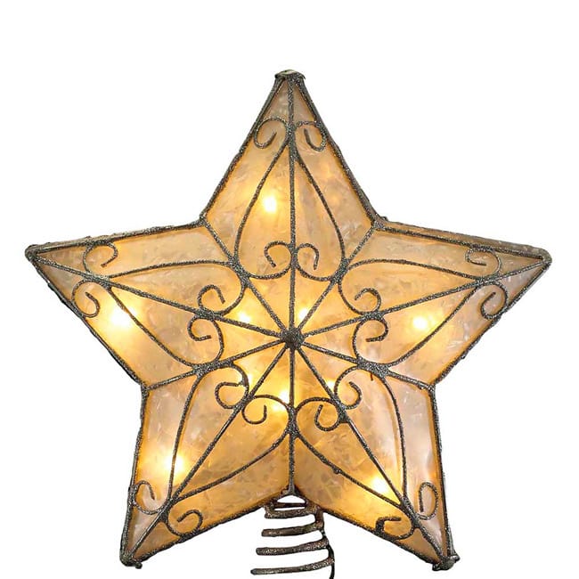 Kurt Adler UL 10-Light Trimmed Capiz Look Star Treetop