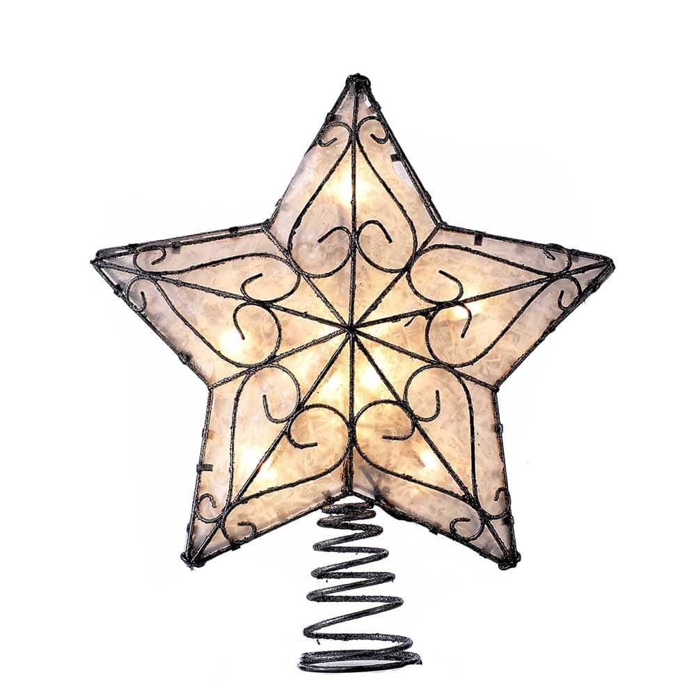 Kurt Adler UL 10-Light Trimmed Capiz Look Star Treetop