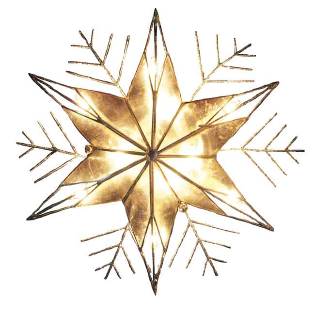 Kurt Adler 10-Light 10-Inch Silver Capiz Wire Snowflake Treetop