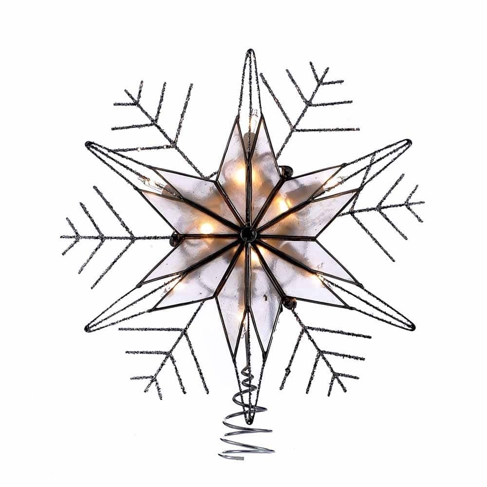 Kurt Adler 10-Light 10-Inch Silver Capiz Wire Snowflake Treetop