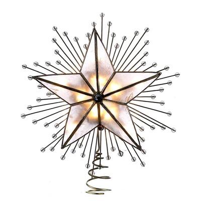 Kurt Adler 10-Inch 5-Point Capiz Star Treetop with Rays and Beads