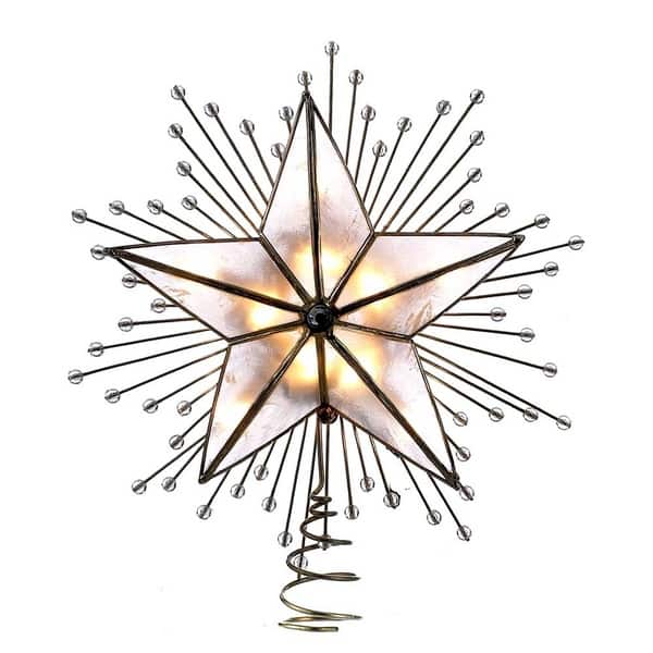 slide 2 of 2, Kurt Adler 10-Inch 5-Point Capiz Star Treetop with Rays and Beads