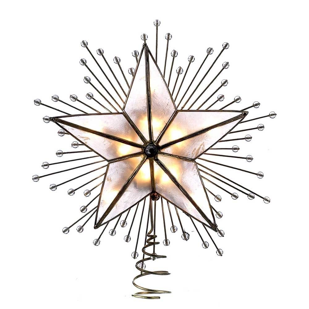 Kurt Adler 10-Inch 5-Point Capiz Star Treetop with Rays and Beads