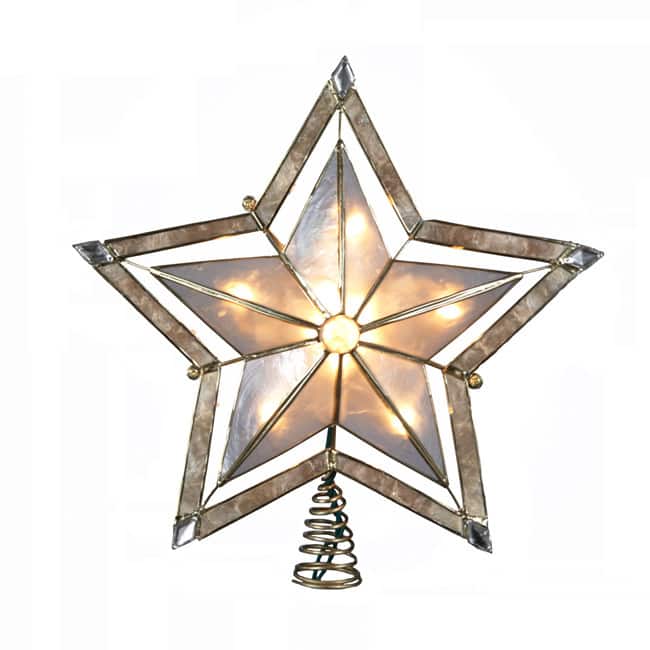 Kurt Adler 10-Inch 5-Point Large Star with Smoke Capiz Treetop