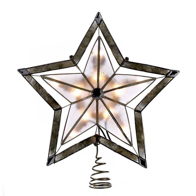 Kurt Adler 10-Inch 5-Point Large Star with Smoke Capiz Treetop