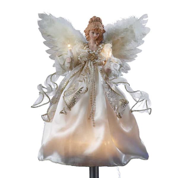 Kurt Adler 12-Inch 10-Light Ivory and Gold Angel Treetop - On Sale ...