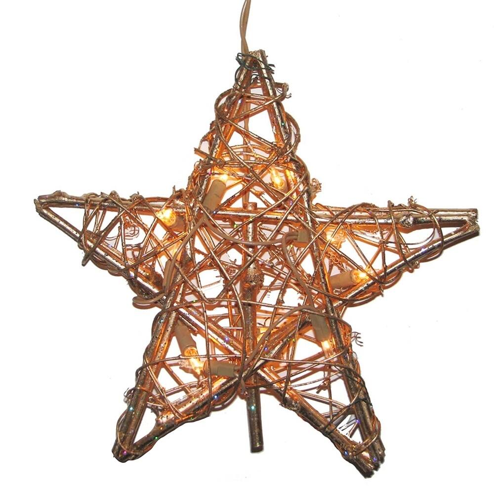 Kurt Adler 10-Light Rattan Gold Star Treetop