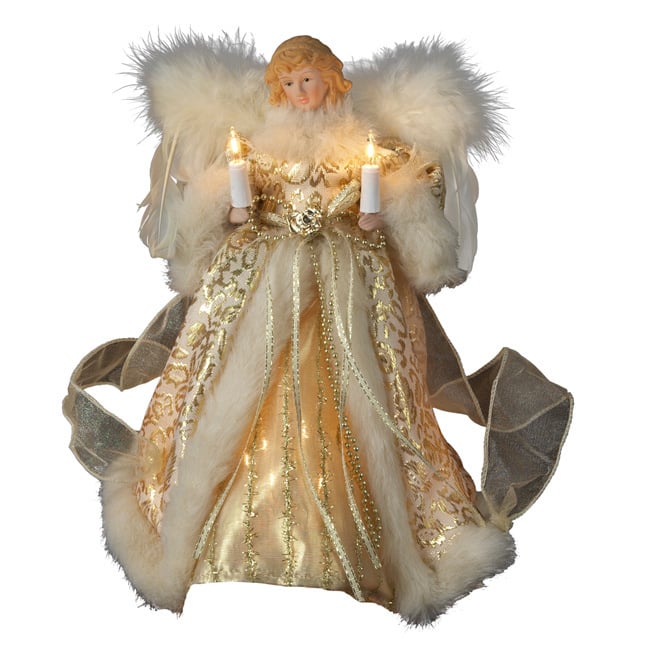 Kurt Adler UL 10-Light 10-Inch Ivory and Gold Angel Treetop