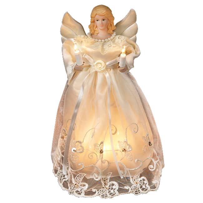 Kurt Adler UL 10-Light 10-Inch Gold and Ivory Angel Treetop