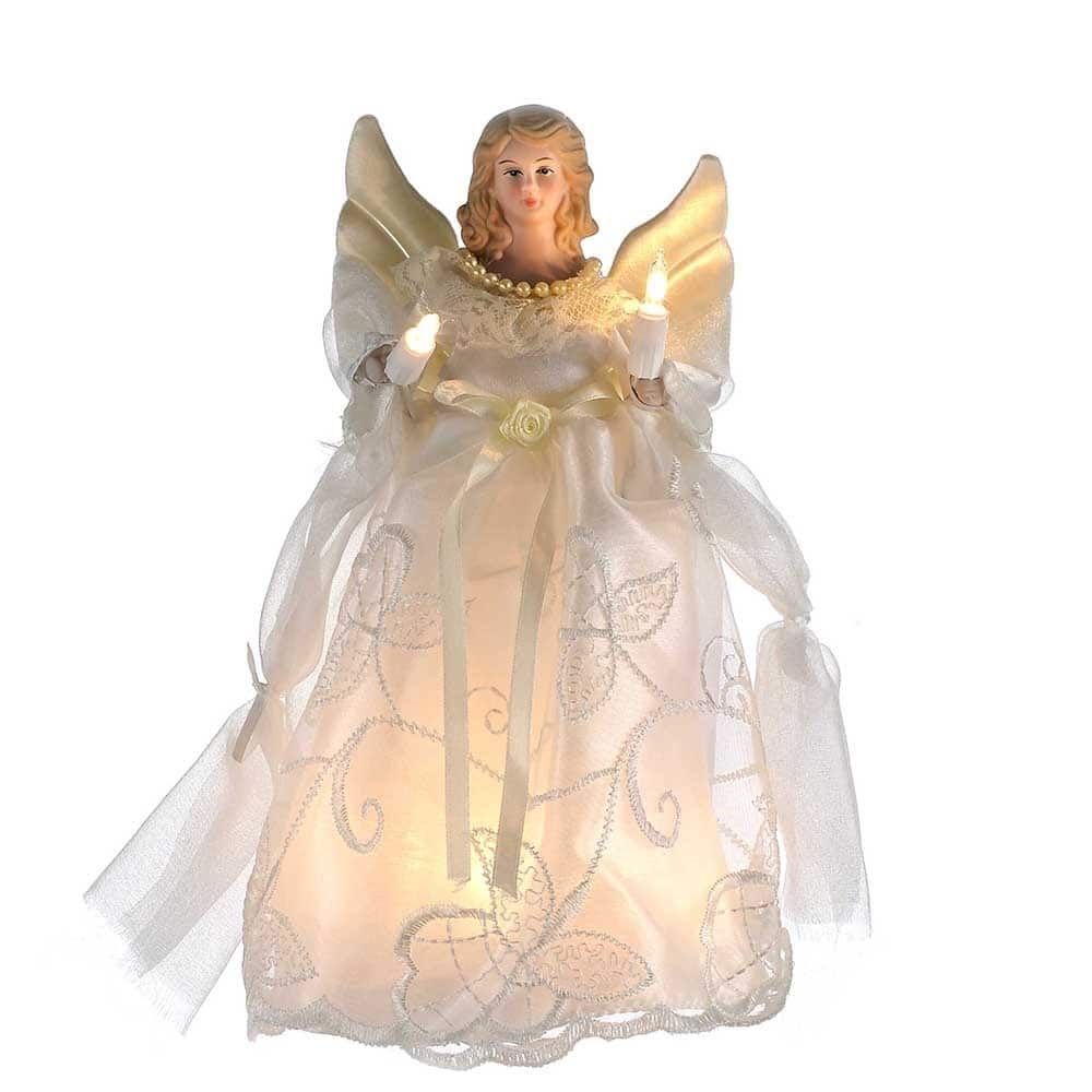 Kurt Adler UL 10-Light 10-Inch Gold and Ivory Angel Treetop
