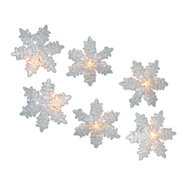 Kurt Adler UL 10-Light White Snowflake Party Light Set