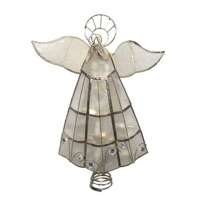 Kurt Adler 10-Light Capiz Angel Treetop with Trumpet