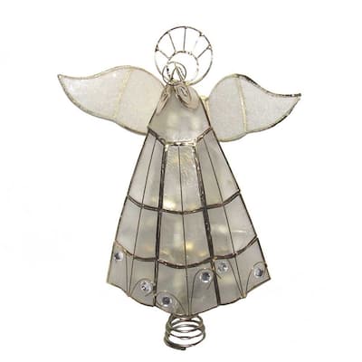 Kurt Adler 10-Light Capiz Angel Treetop with Trumpet