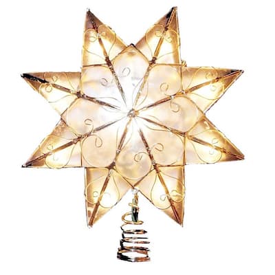 Kurt Adler Indoor 10-Light 8-Point Capiz Star Treetop with Arabesque Decoration
