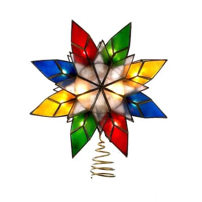 Kurt Adler 10-Light Capiz Star Multicolored Treetop Treetop