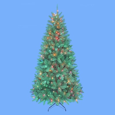 Kurt Adler 7-Foot Pre-Lit Pine Tree with Multi-Colored Lights
