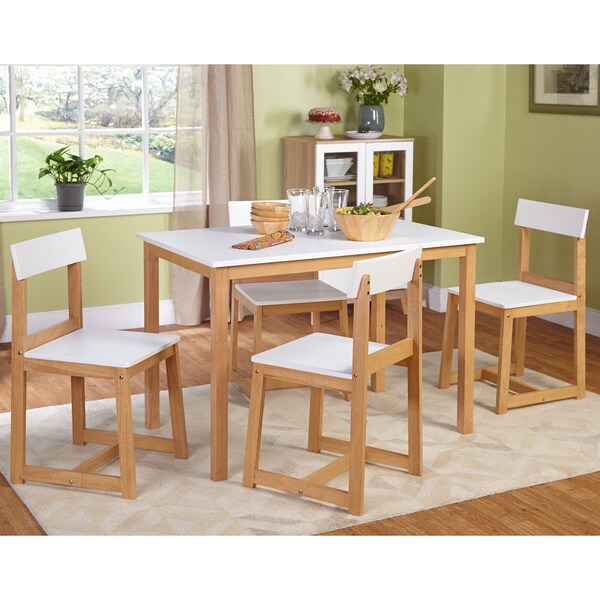 Shop Simple Living Aria White/ Natural 5-piece Dining Set - Overstock ...