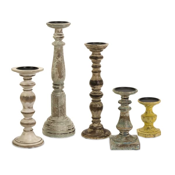 The Gray Barn Florence 5piece Distressed Wooden Candleholders Set Overstock 22801942