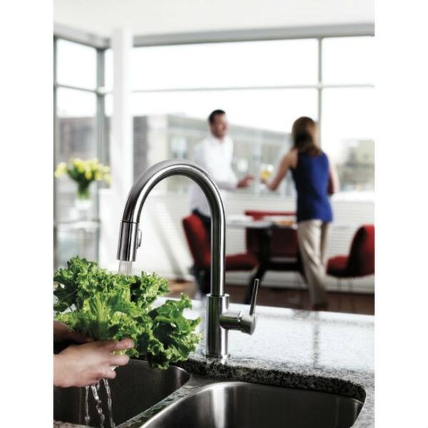 Delta Trinsic Single Handle Pull Down Kitchen Faucet 9159 Dst Chrome Overstock 9540234