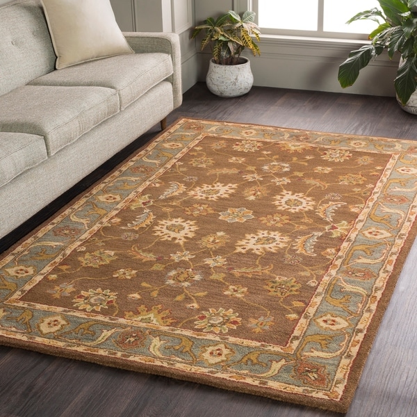 Hand-Tufted Feng Bordered Wool Rug - 2' x 3'