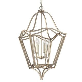 Transitional Painted Winter Gold 6-light Foyer/ Pendant/ Chandelier - Winter Gold - Chandeliers For Bedrooms by Overstock.com