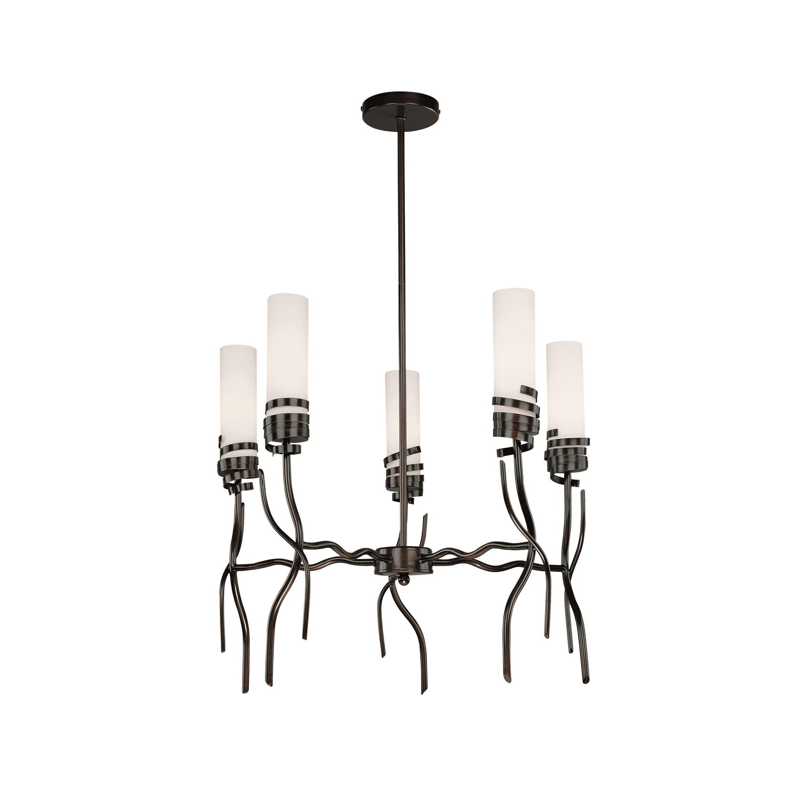 Lite Source Espiral 5-light Chandelier (Dark bronze, frosted) - Chandeliers For Bedrooms by Overstock.com
