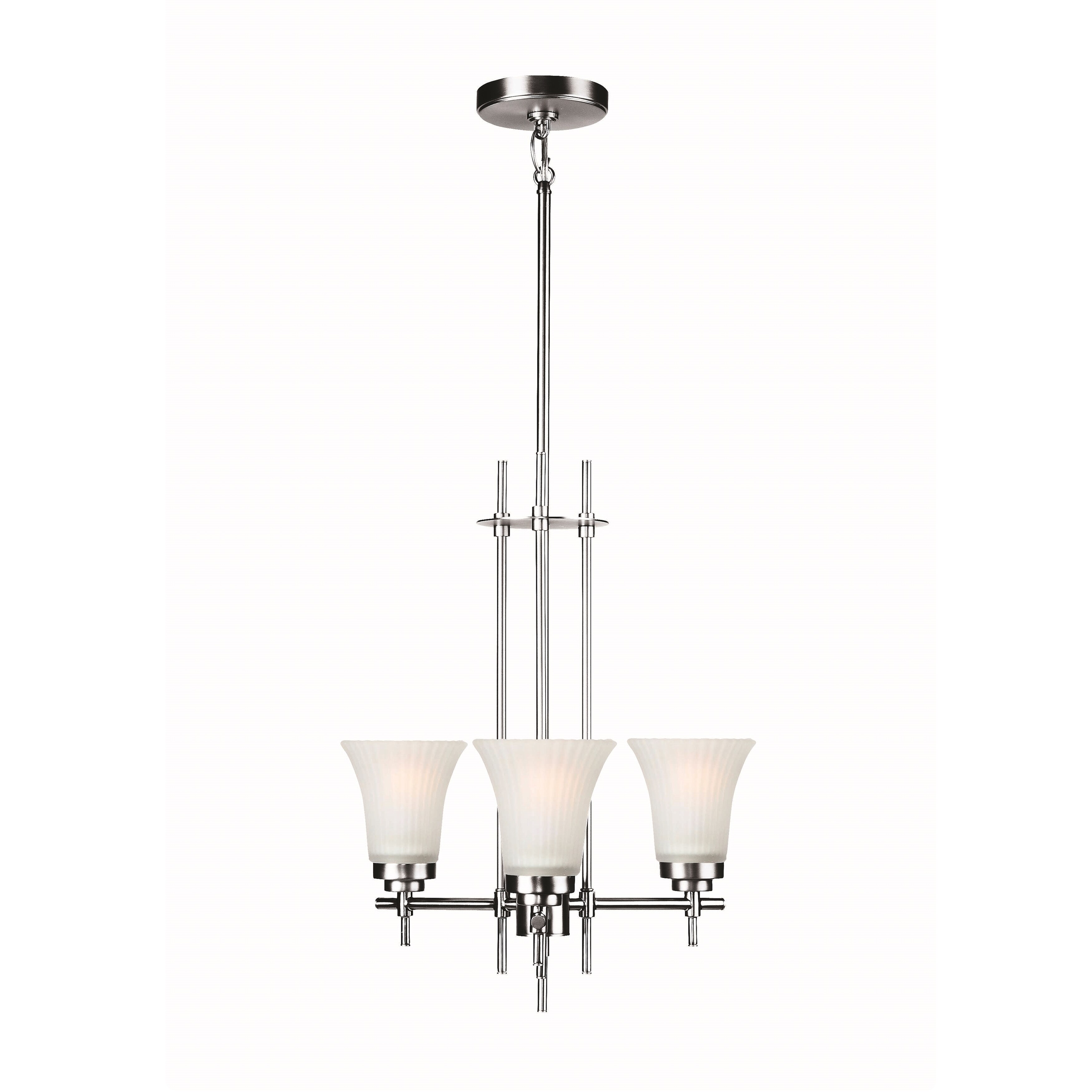 Lite Source Bendek 3-light Chandelier (Stainless steel, frosted) - Chandeliers For Bedrooms by Overstock.com