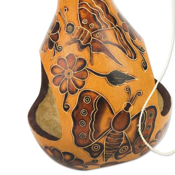 Shop Handcrafted Mate Gourd Butterfly Haven Bird Feeder Peru