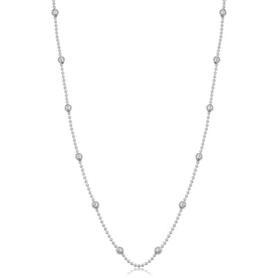 Fremada Sterling Silver Bead and Diamond-cut Ball Sation Necklace (20 - 36 inches)