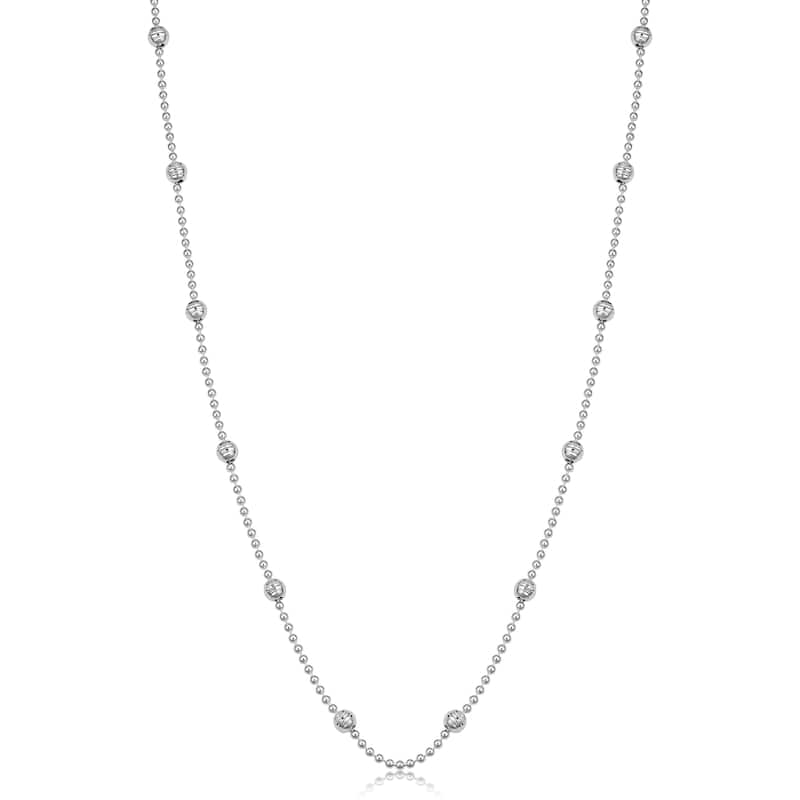 Fremada Sterling Silver Bead and Diamond-cut Ball Sation Necklace (20 - 36 inches)