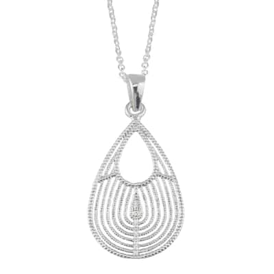 Fremada Sterling Silver Textured Graduated Teardrop Pendant