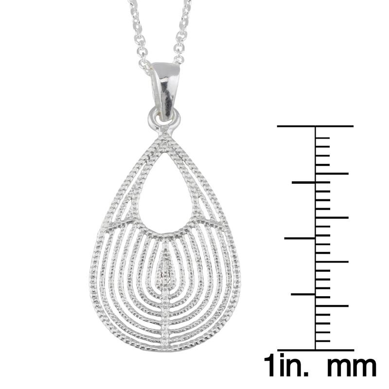 Fremada Sterling Silver Textured Graduated Teardrop Pendant