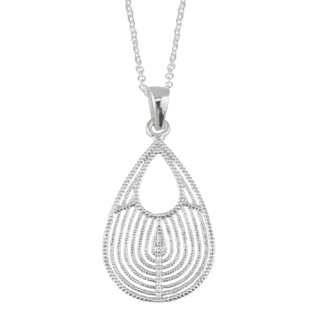 Fremada Sterling Silver Textured Graduated Teardrop Pendant