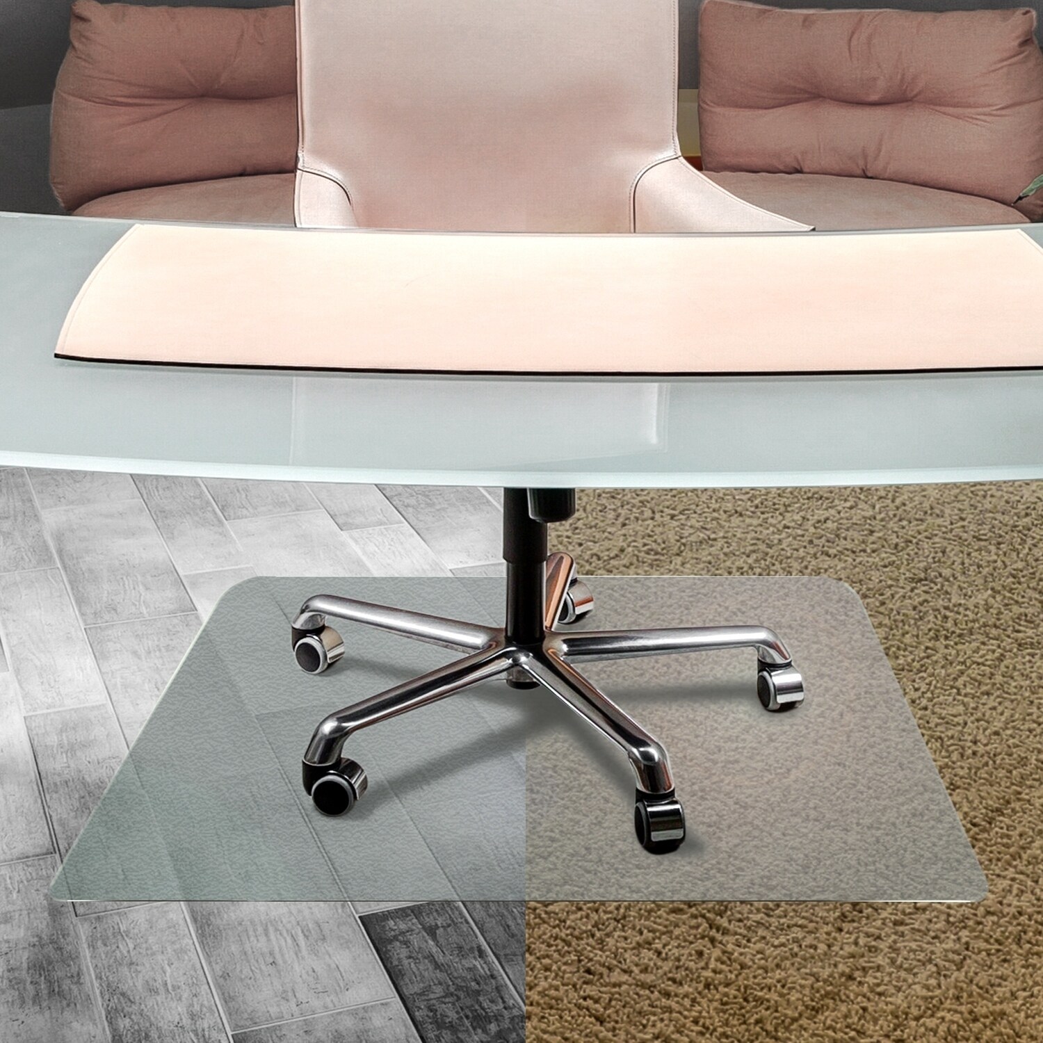 48x118 Polycarbonate Chair Mat for Carpets Rectangular Clear - Floortex