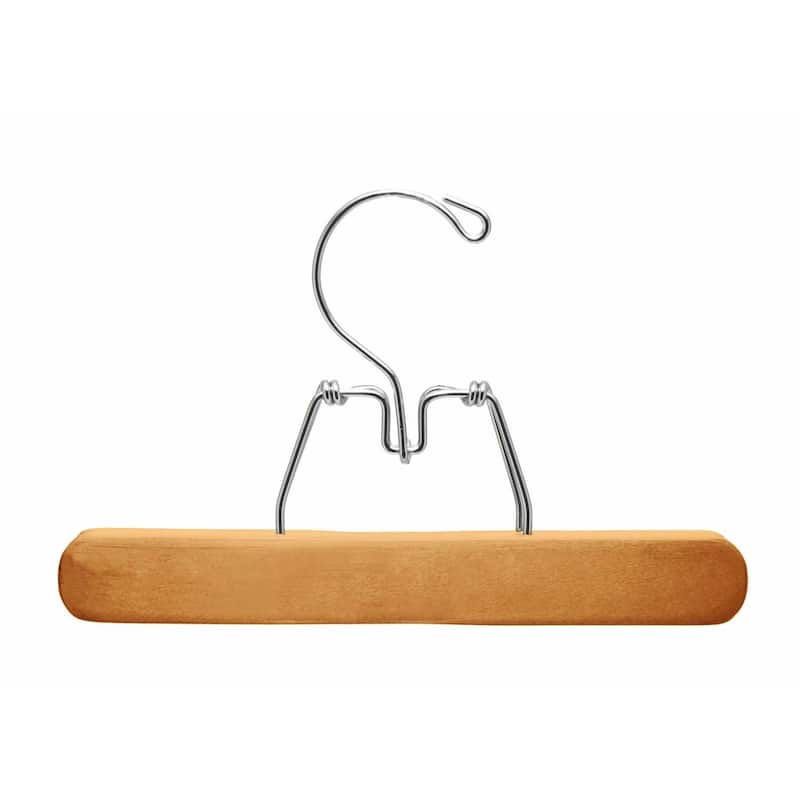 Wooden Clamp Hanger with Easy Snap Lock, Pant Hangers with Natural