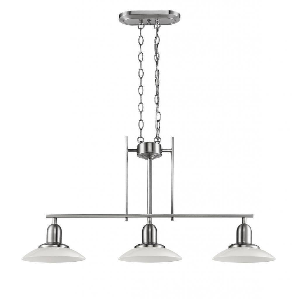 Contemporary Brushed Nickel 3-light Island/Pool Table Light
