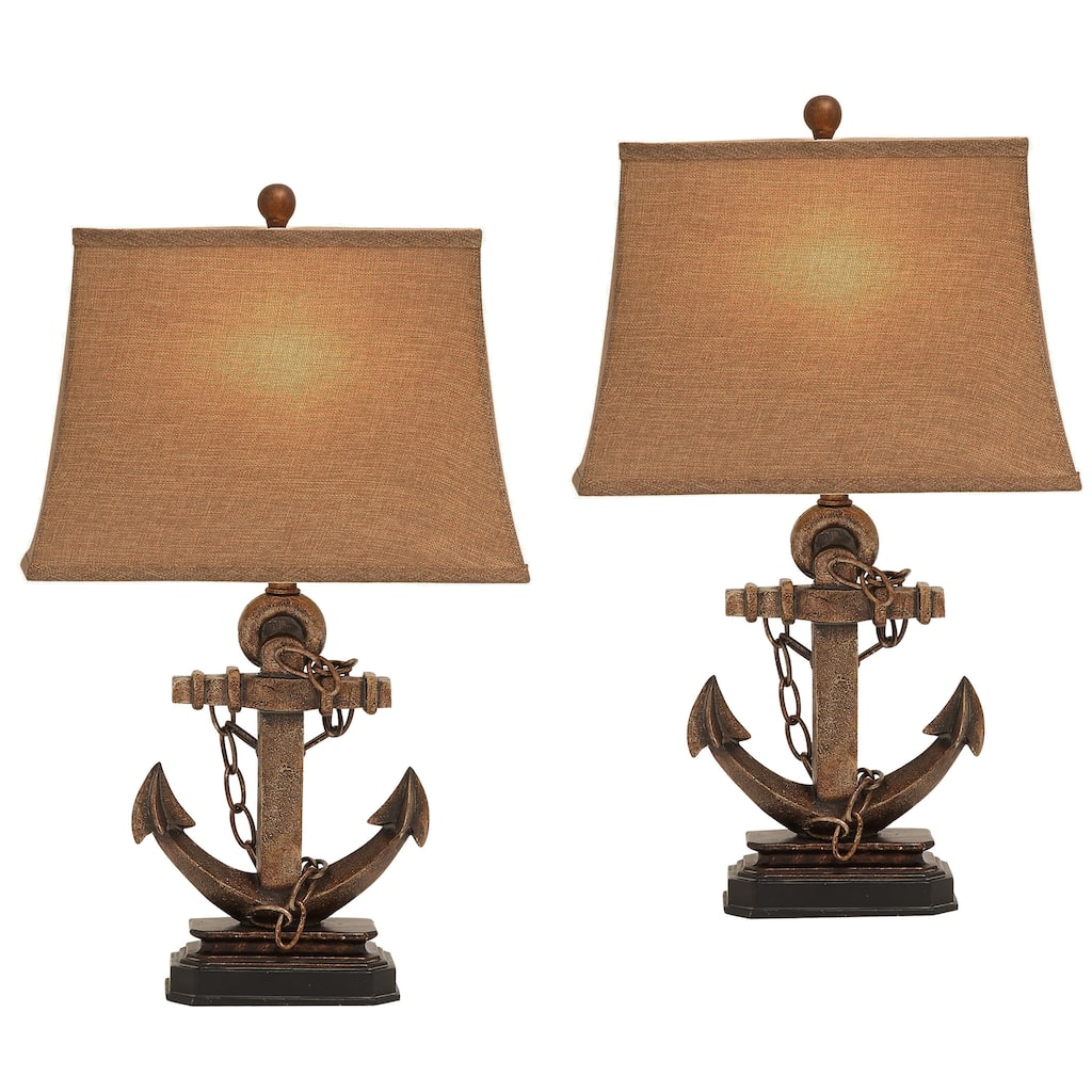 Cape Cod Anchor 27-Inch Nautical Table Lamp (Set of 2)
