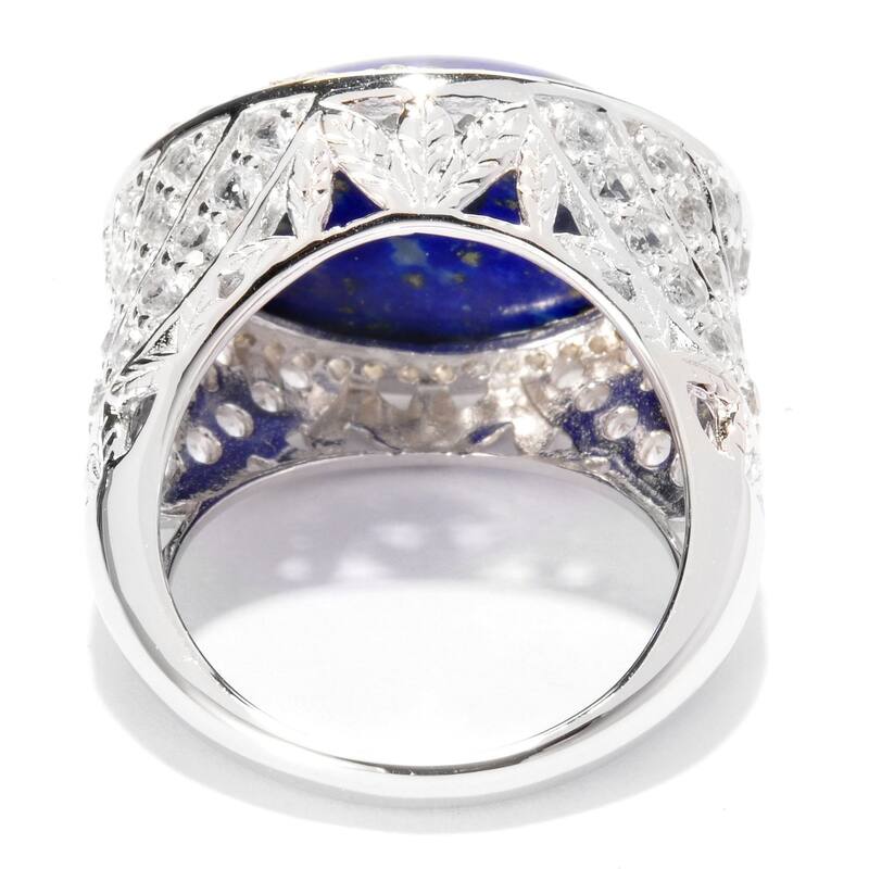 Sterling Silver 2.77ct TGW Lapis and White Topaz East-west Ring