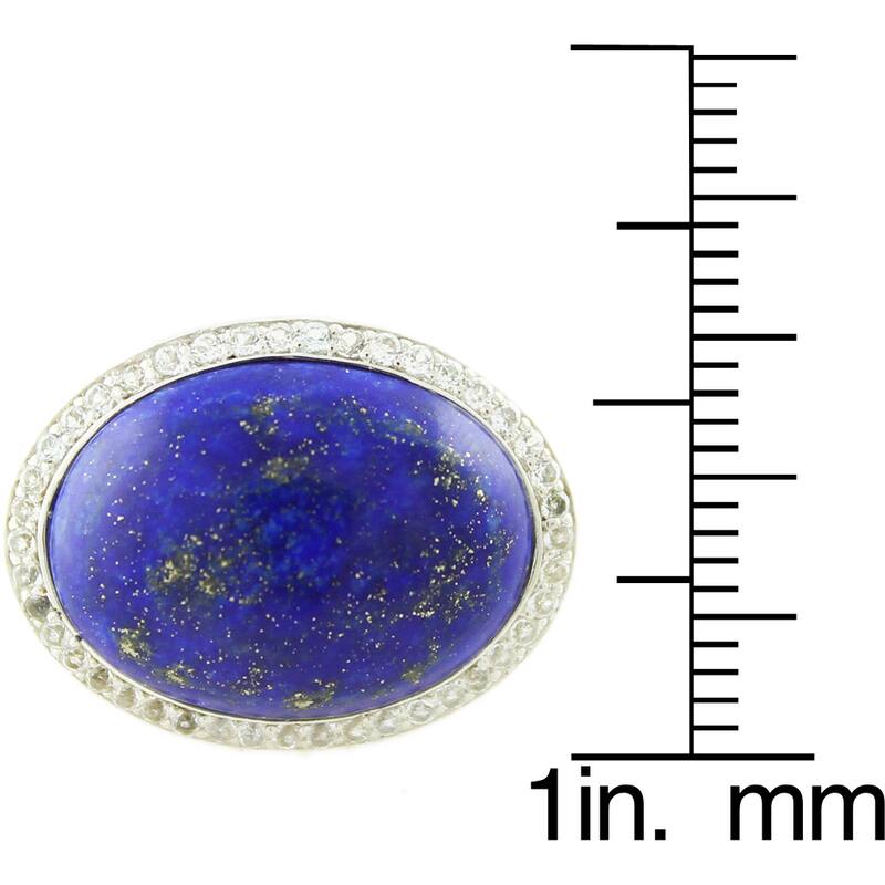 Sterling Silver 2.77ct TGW Lapis and White Topaz East-west Ring