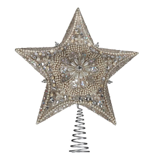 Kurt Adler 13.5-Inch Platinum Star Treetop with Glitter