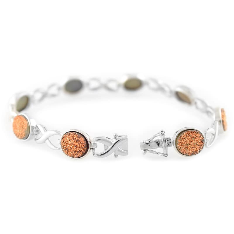 Sterling Silver 13.34ct TW Drusy 'X and O' Link Bracelet