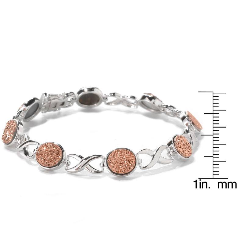 Sterling Silver 13.34ct TW Drusy 'X and O' Link Bracelet