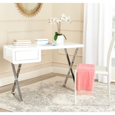 Safavieh Modern Glam Hanover White/ Chrome Desk