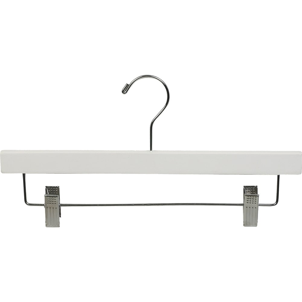 White Wooden Baby's Hanger with Chrome Pant Clips