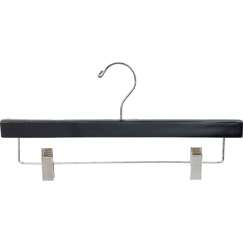 Black Wooden Bottoms Hanger with Clips