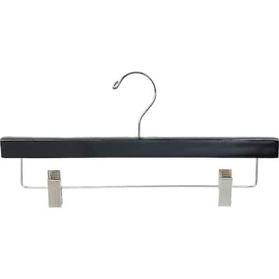 Black Wooden Bottoms Hanger with Clips