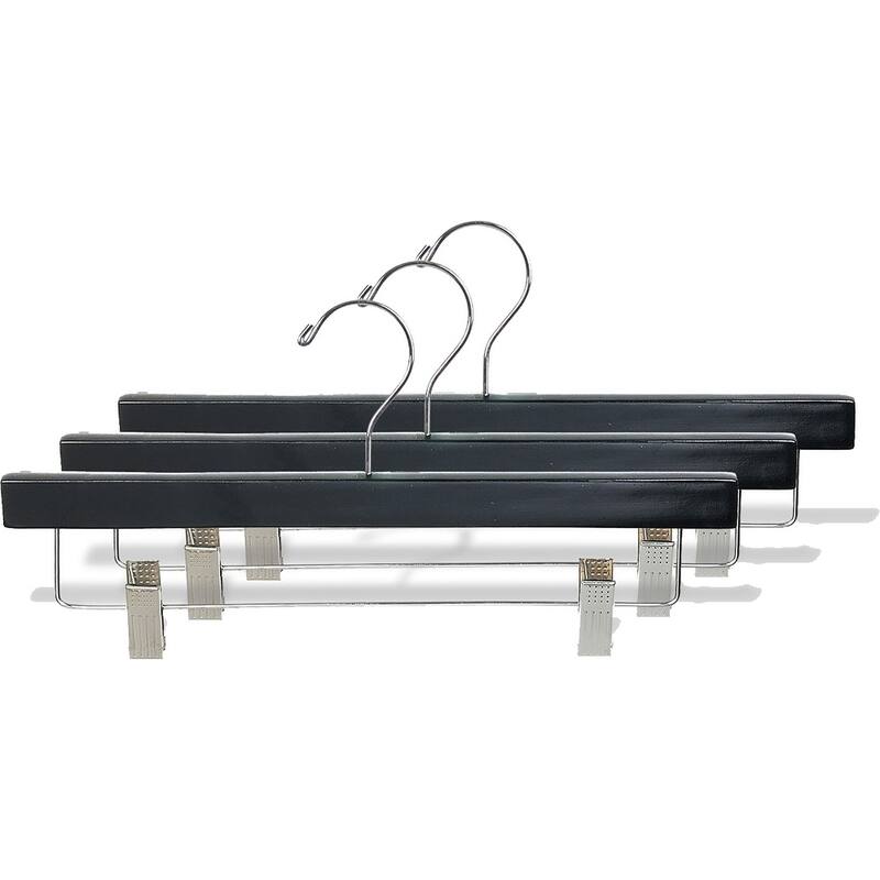Black Wooden Bottoms Hanger with Clips