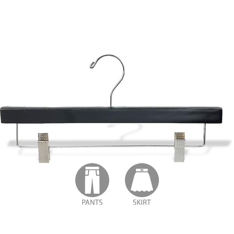 Black Wooden Bottoms Hanger with Clips